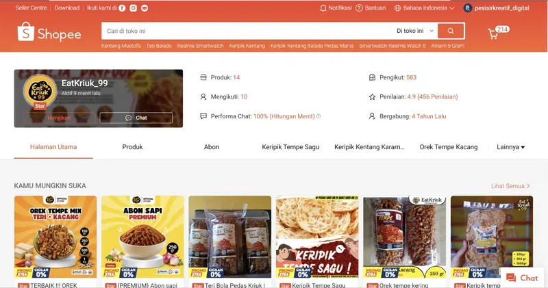 Tampilan toko EatKriuk